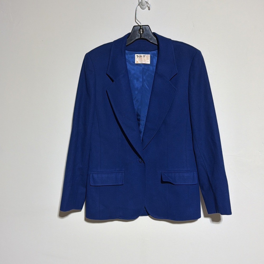 Pendleton Blue 100% Virgin Wool Blazer 1 Button Women's Size 8 Short USA Made